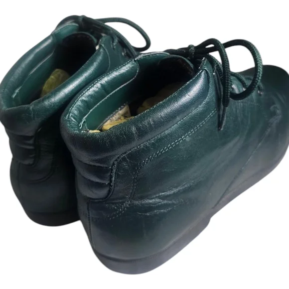 Danexx Green Leather Lace-Up Flat Ankle Boots Size 8.5 D Austin 4 - Picture 2 of 9